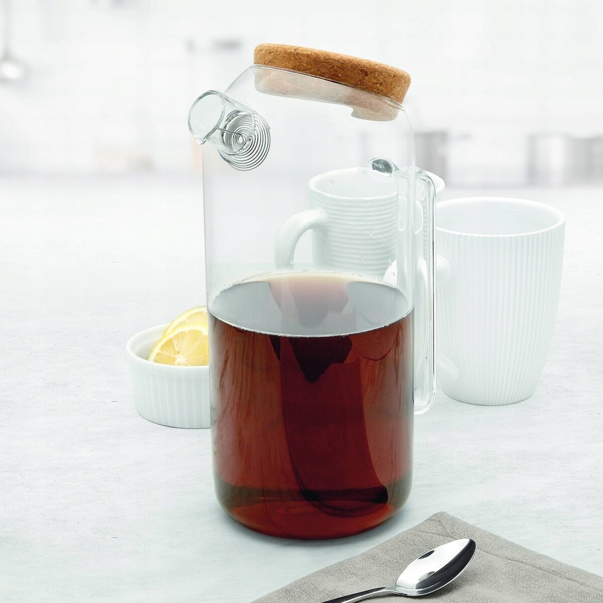 DZBANEK SZKLANY do HERBATY zioła pojemnik na wodę kompot sok 1,7 L prezent