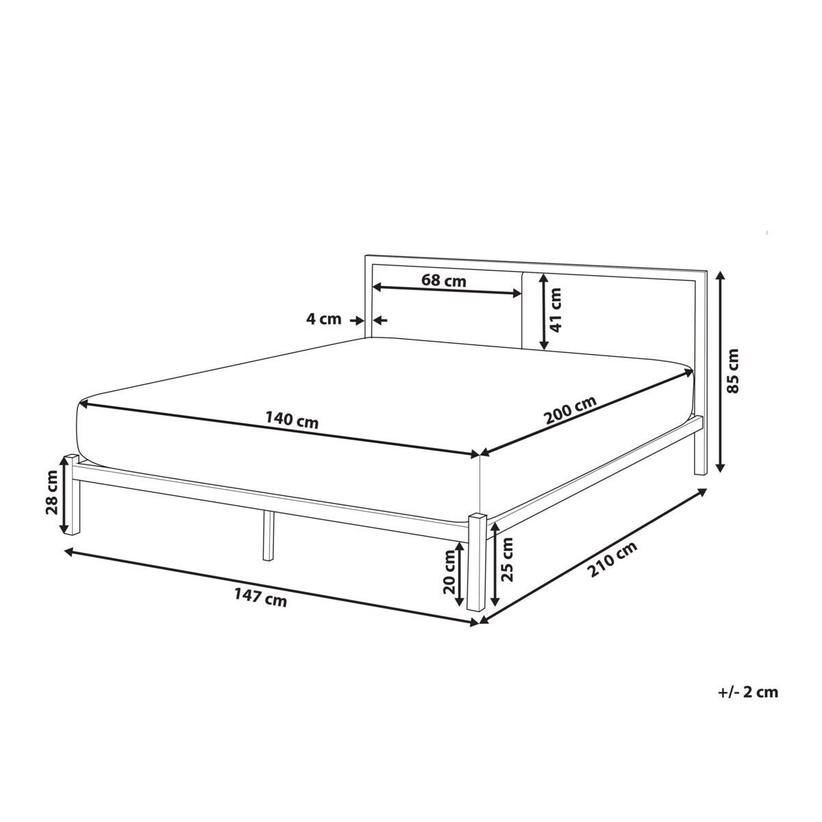 Łóżko metalowe 140 x 200 cm czarny z jasnobeżowym CLAMART