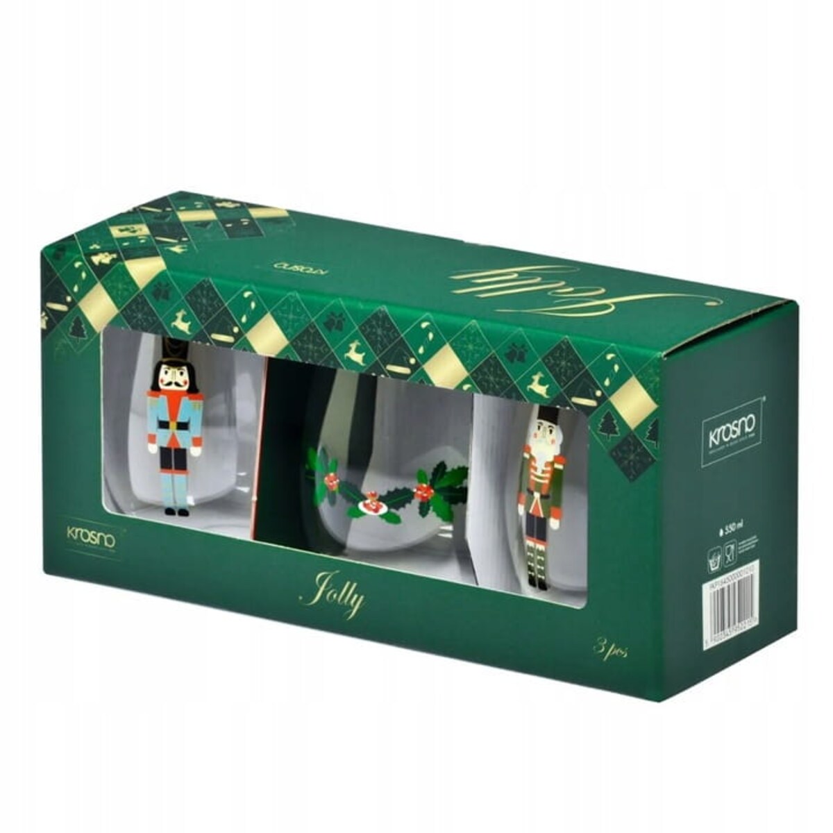 Szklanki Świąteczne do napojów Krosno 3 szt Zestaw Komplet PREZENT 500 ml