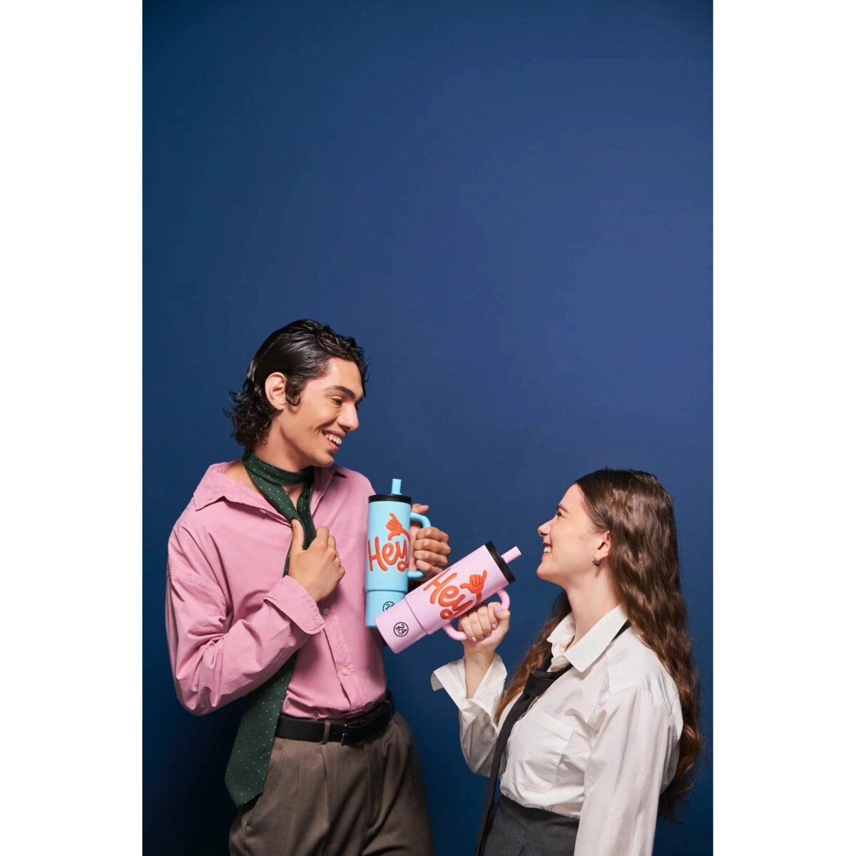 24BOTTLES STRAW CUP kubek termiczny ze słomką, Hey! Blue