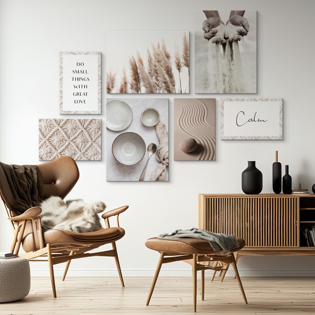 Zestaw Obrazów Styl BOHO Plaża Rośliny 110x80cm