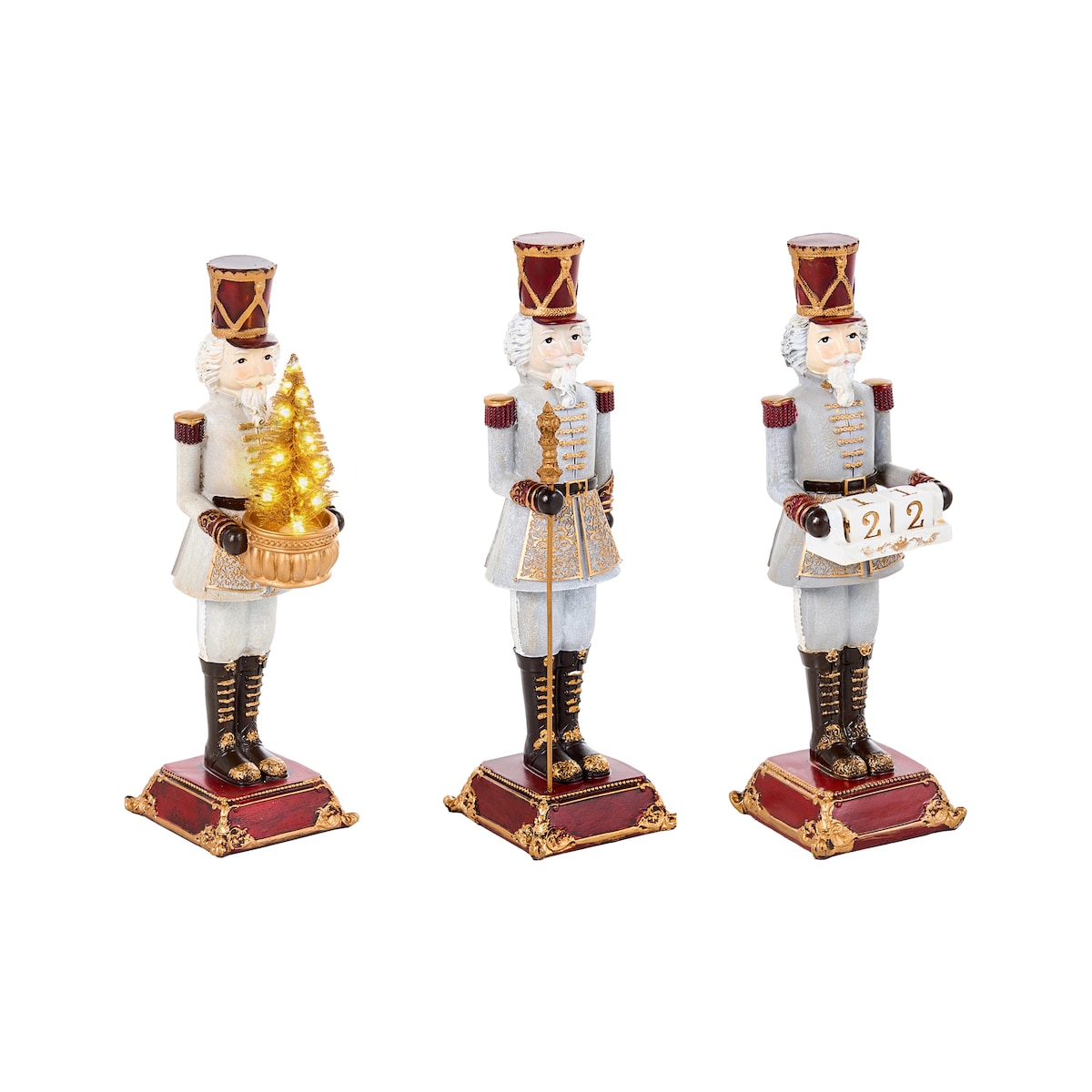 Zestaw 3 figurek dekoracyjnych LED PELLOSNIEMI 32 cm Dziadek do orzechów Kolorowy