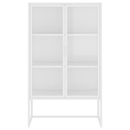 vidaXL Szafka, biała, 80x35x135 cm, stal i hartowane szkło