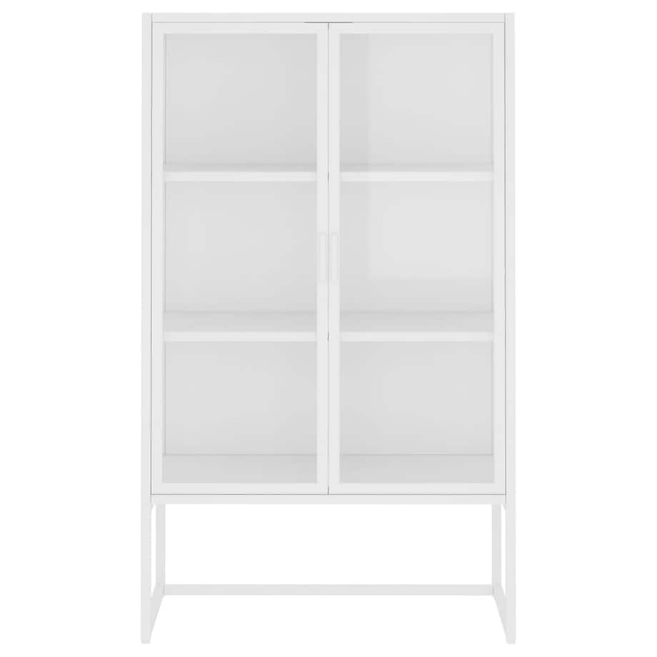 vidaXL Szafka, biała, 80x35x135 cm, stal i hartowane szkło