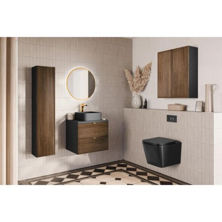 Szafka pod umywalkę nablatową TALIA CASELLA 2S 60cm dąb casella/czarny mat z blatem