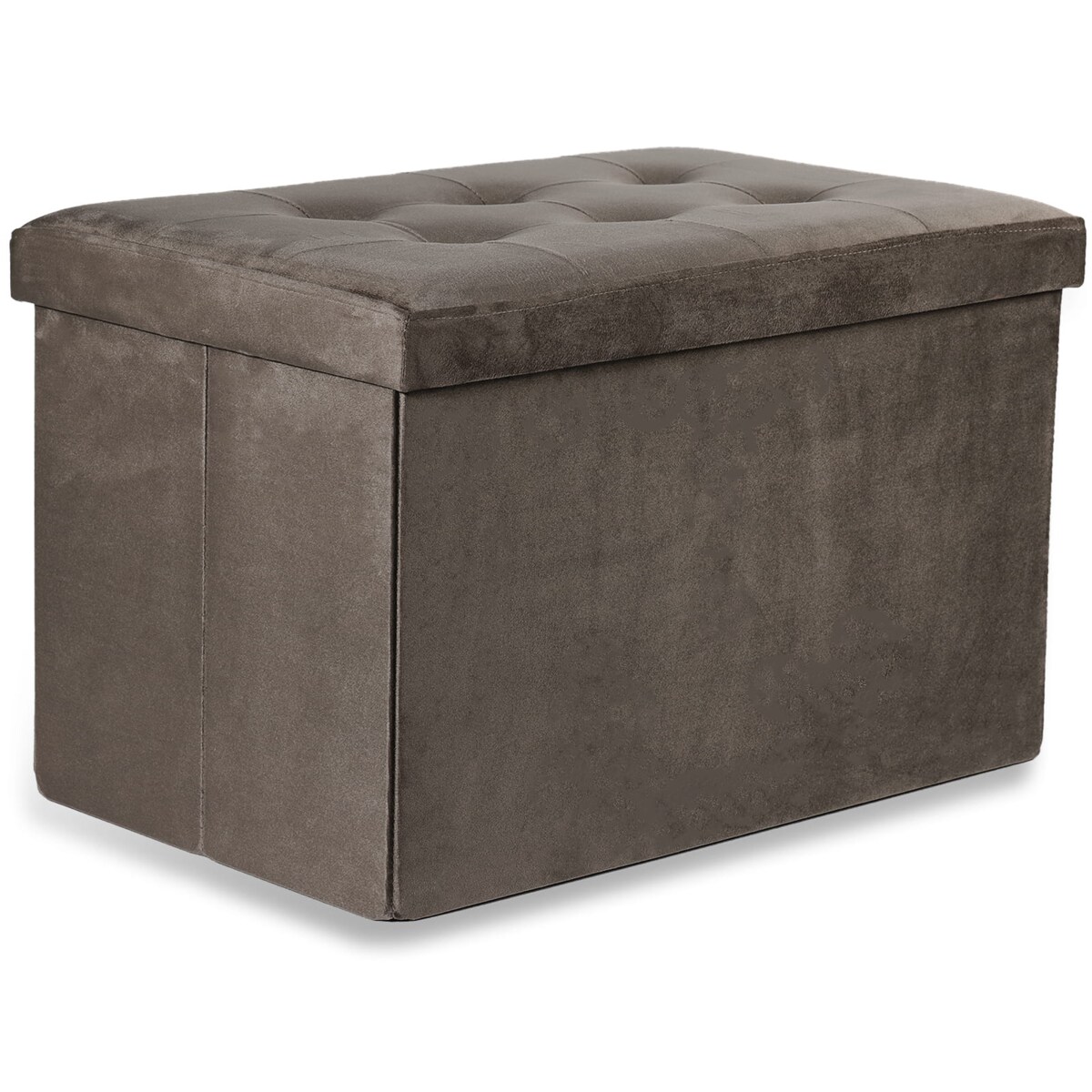 Pufa Składana Xl Z Guzikami - 60X38X38Cm Aksamit Brąz