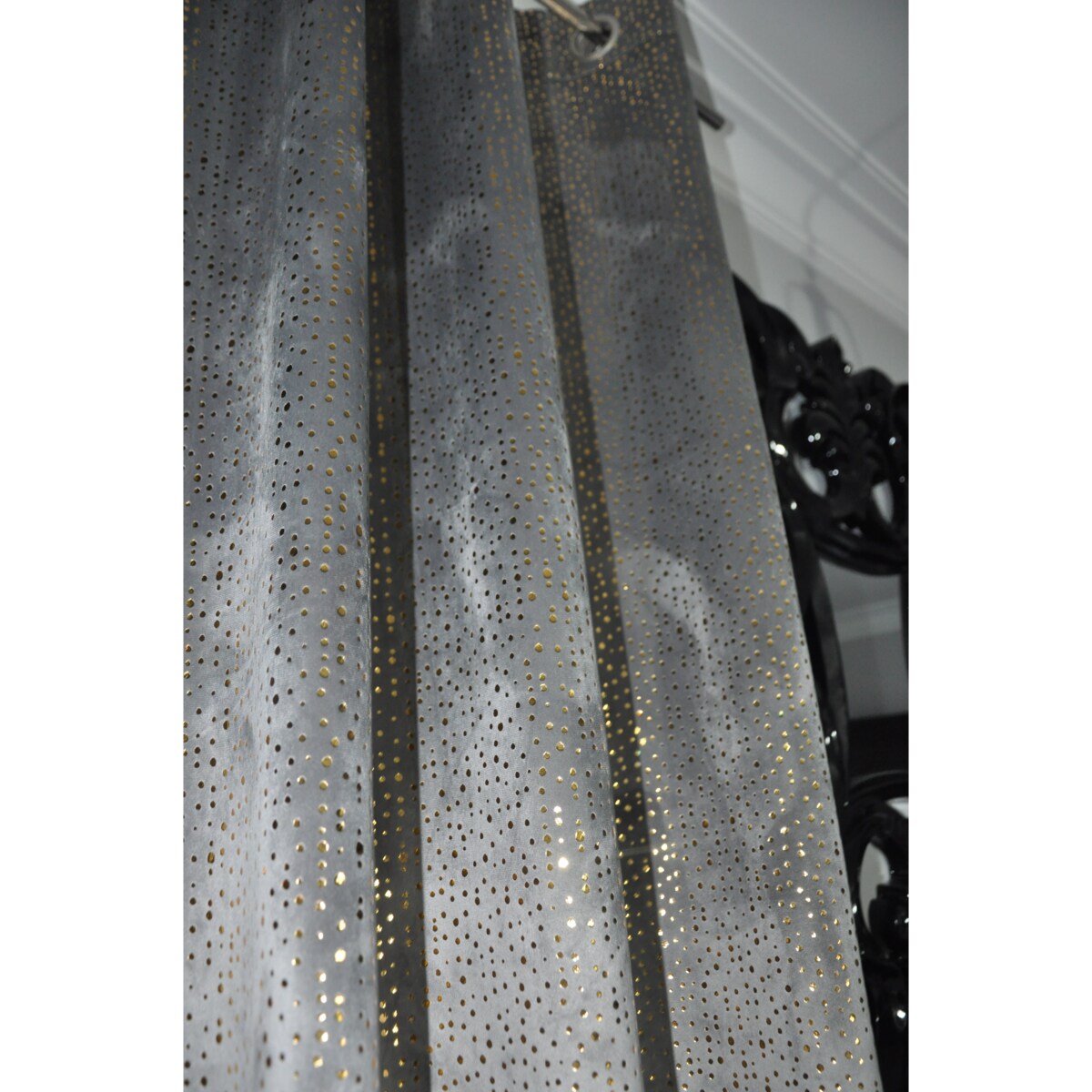 zasłona welurowa ze złotymi kropeczkami 14x250 cm