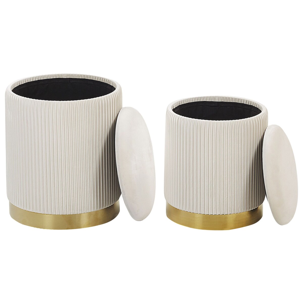 Zestaw 2 pufów ze schowkiem biały MIRAMAR