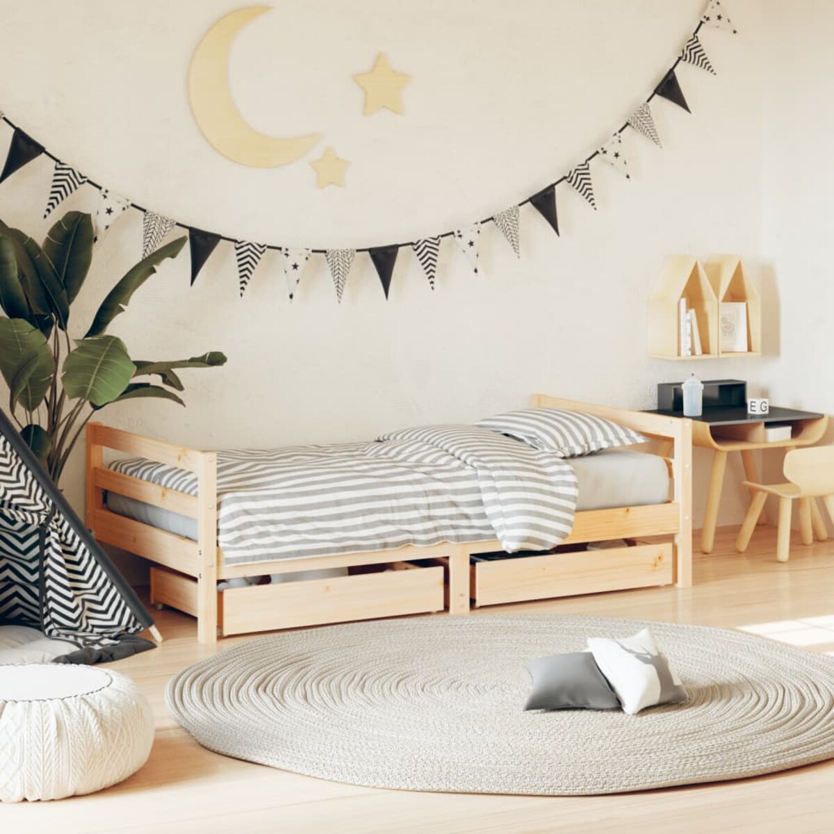 vidaXL Rama łóżka dziecięcego z szufladami, 80x160 cm, drewno sosnowe