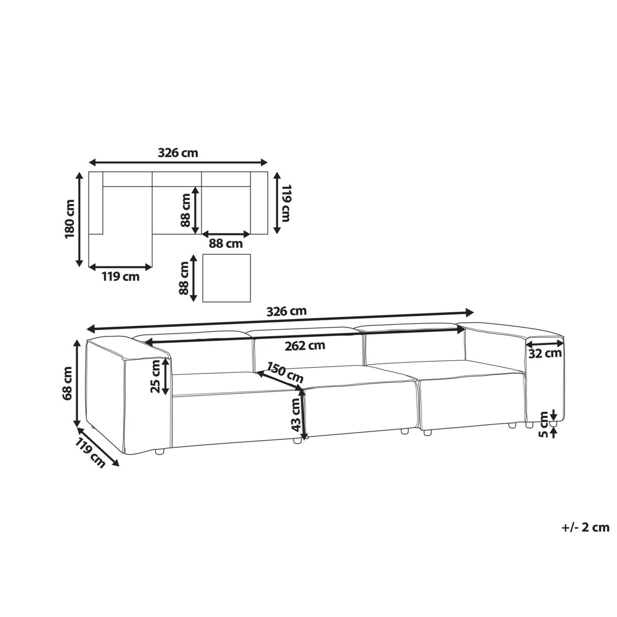 Sofa modułowa dla 3 osób ARDAL Sztruks Złamana biel