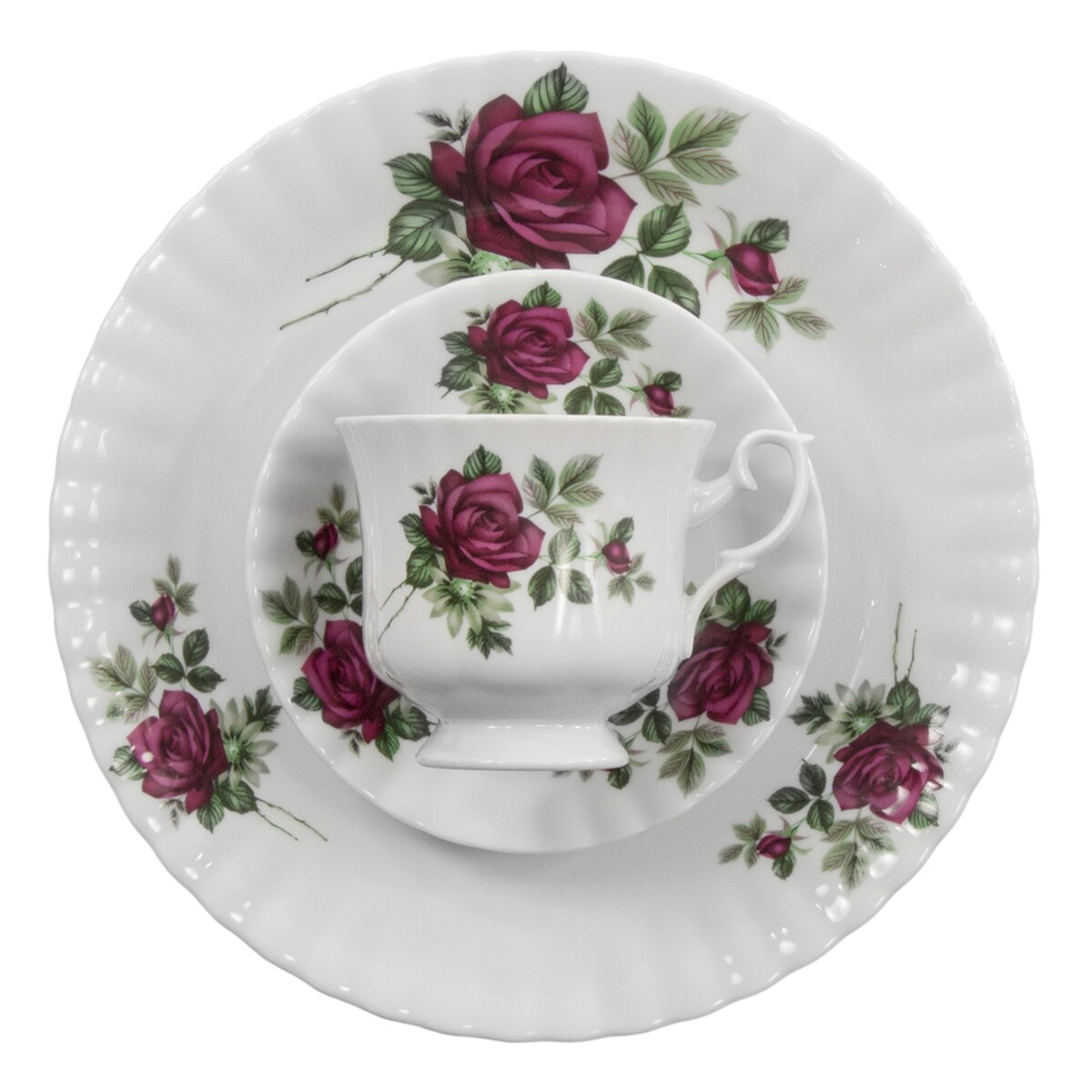 Garnitur do kawy dla 12 osób 39 el. Iwona Bordowa Róża B826