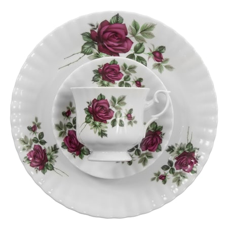 Garnitur do kawy dla 12 osób 39 el. Iwona Bordowa Róża B826