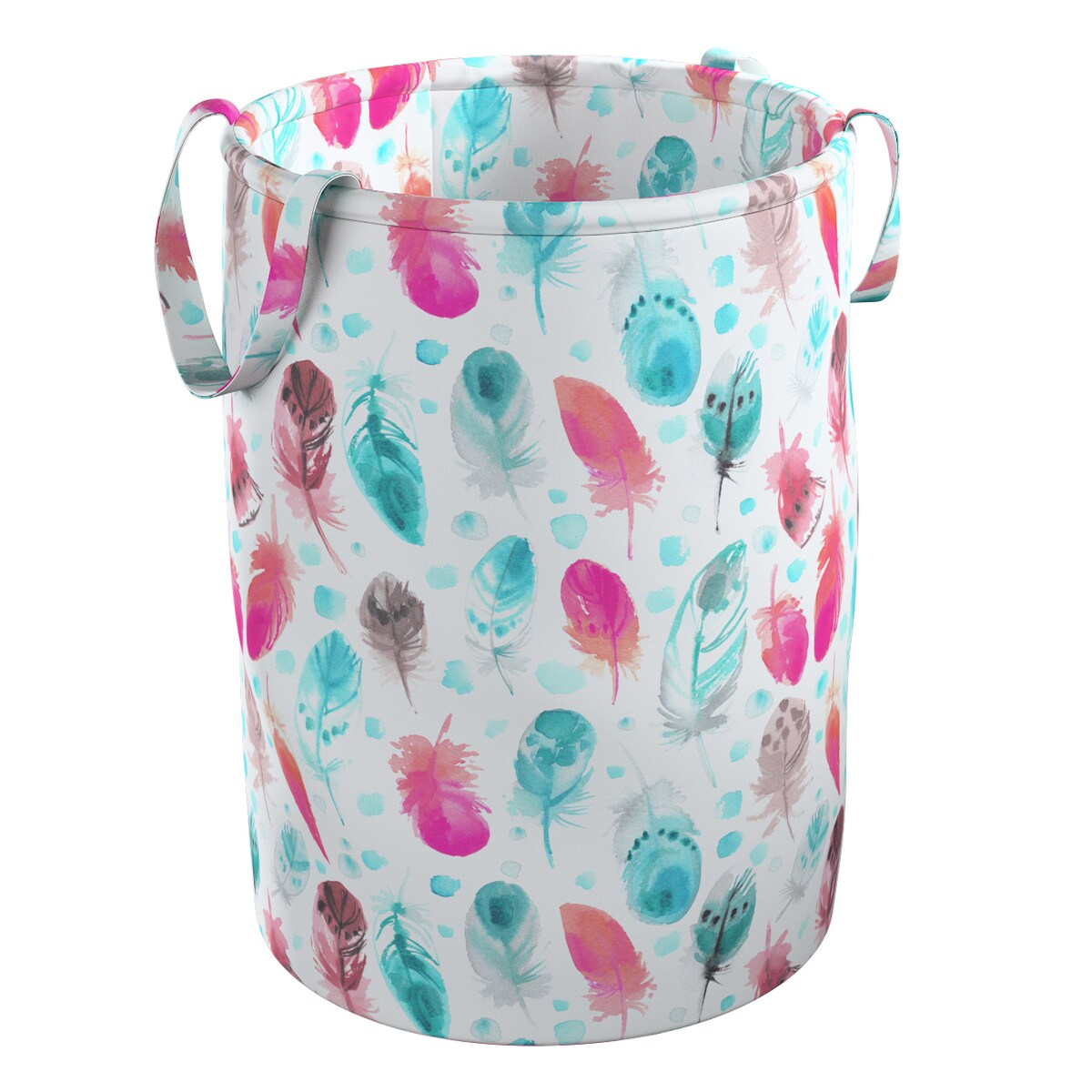 Kosz na zabawki Tobi, różowe i turkusowe piórka, 40x50cm, Magic Collection