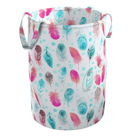 Kosz na zabawki Tobi, różowe i turkusowe piórka, 40x50cm, Magic Collection