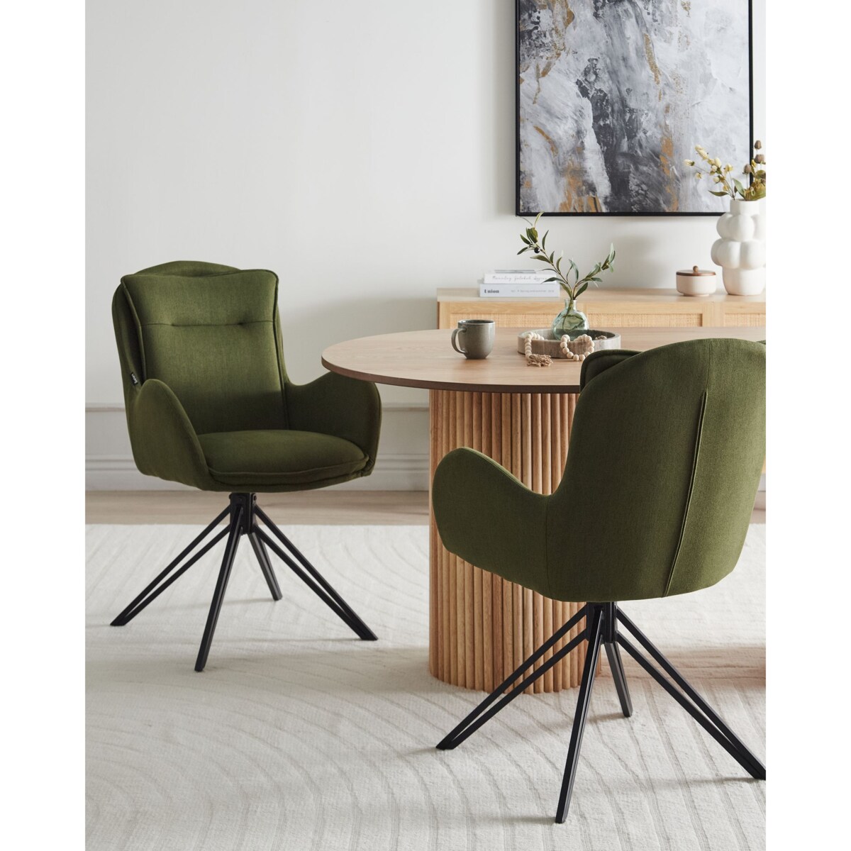 Zestaw 2 krzeseł do jadalni AVELAR Tkanina Ciemnozielony