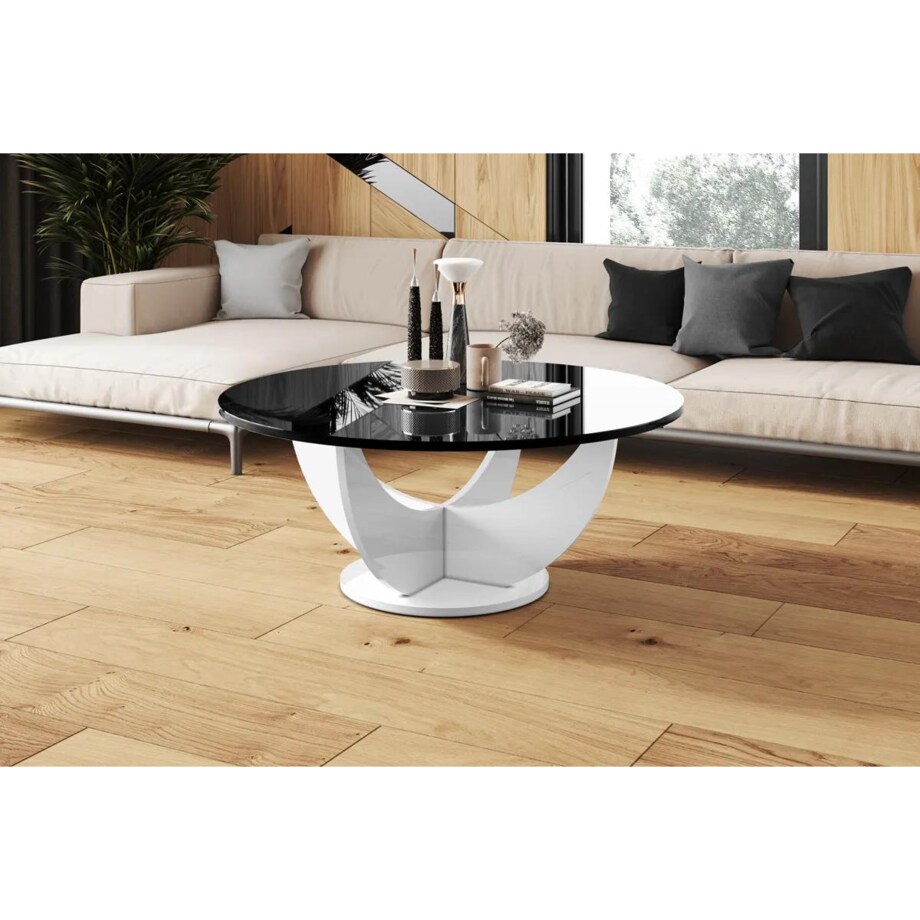 Ława CAPRI 100x100 czarny połysk/biały połysk