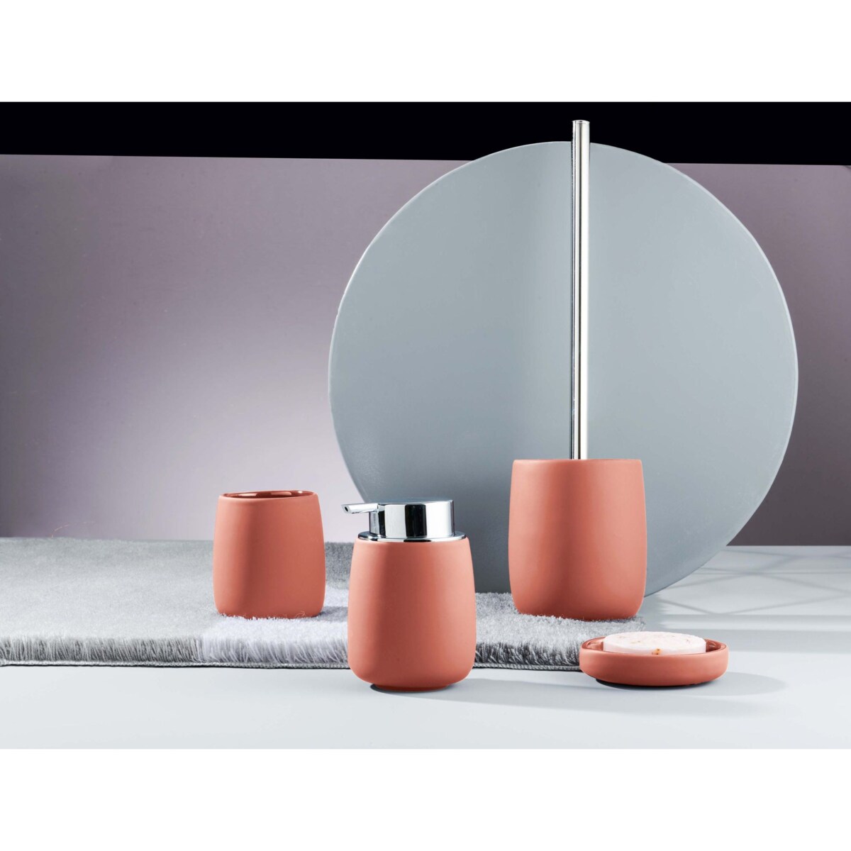 Kleine Wolke Eclipse Kubek łazienkowy pomarańczowy terracotta kamionka soft touch