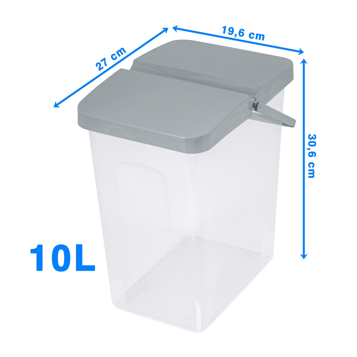 Pojemnik Plastikowy Na Karmę Proszek Z Klapą Pokrywką 10 L Szary