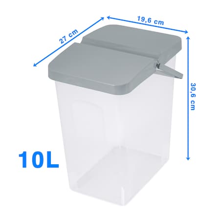 Pojemnik Plastikowy Na Karmę Proszek Z Klapą Pokrywką 10 L Szary