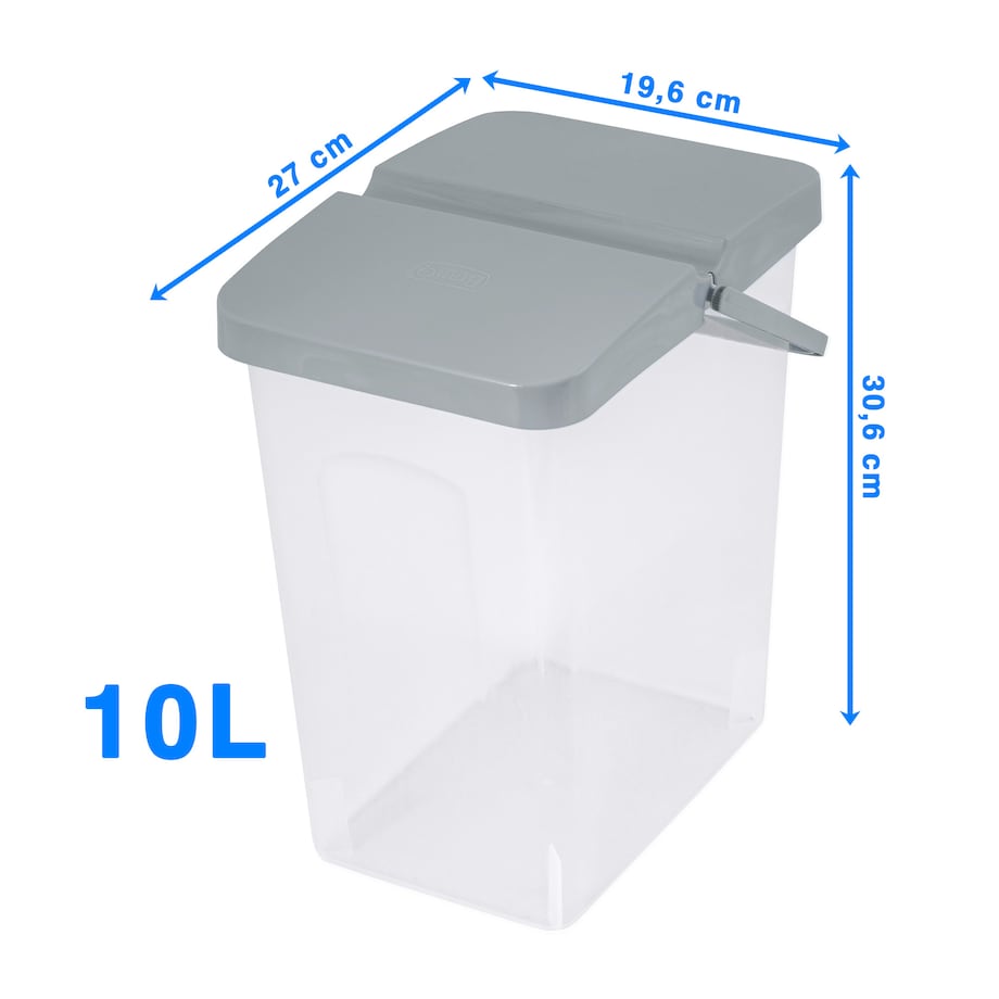 Pojemnik Plastikowy Na Karmę Proszek Z Klapą Pokrywką 10 L Szary