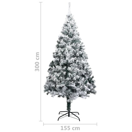 vidaXL Sztuczna choinka, flokowana śniegiem, zielona, 300 cm, PVC