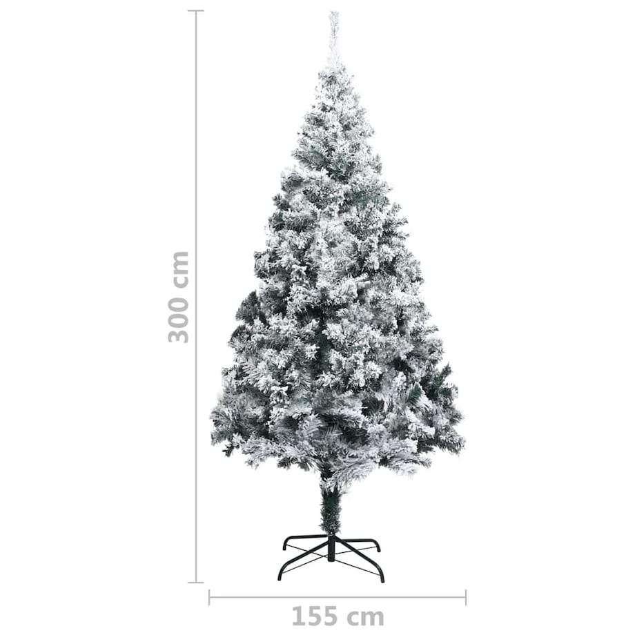 vidaXL Sztuczna choinka, flokowana śniegiem, zielona, 300 cm, PVC