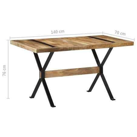 vidaXL Stół jadalniany, 140 x 70 x 76 cm, surowe drewno mango