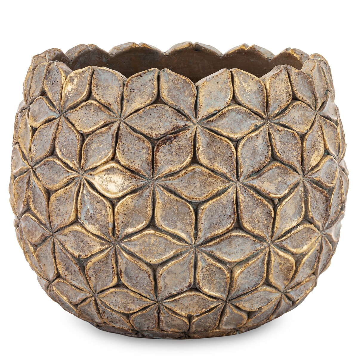 Osłonka cementowa 18,5x22x22 cm ASCONA  złota