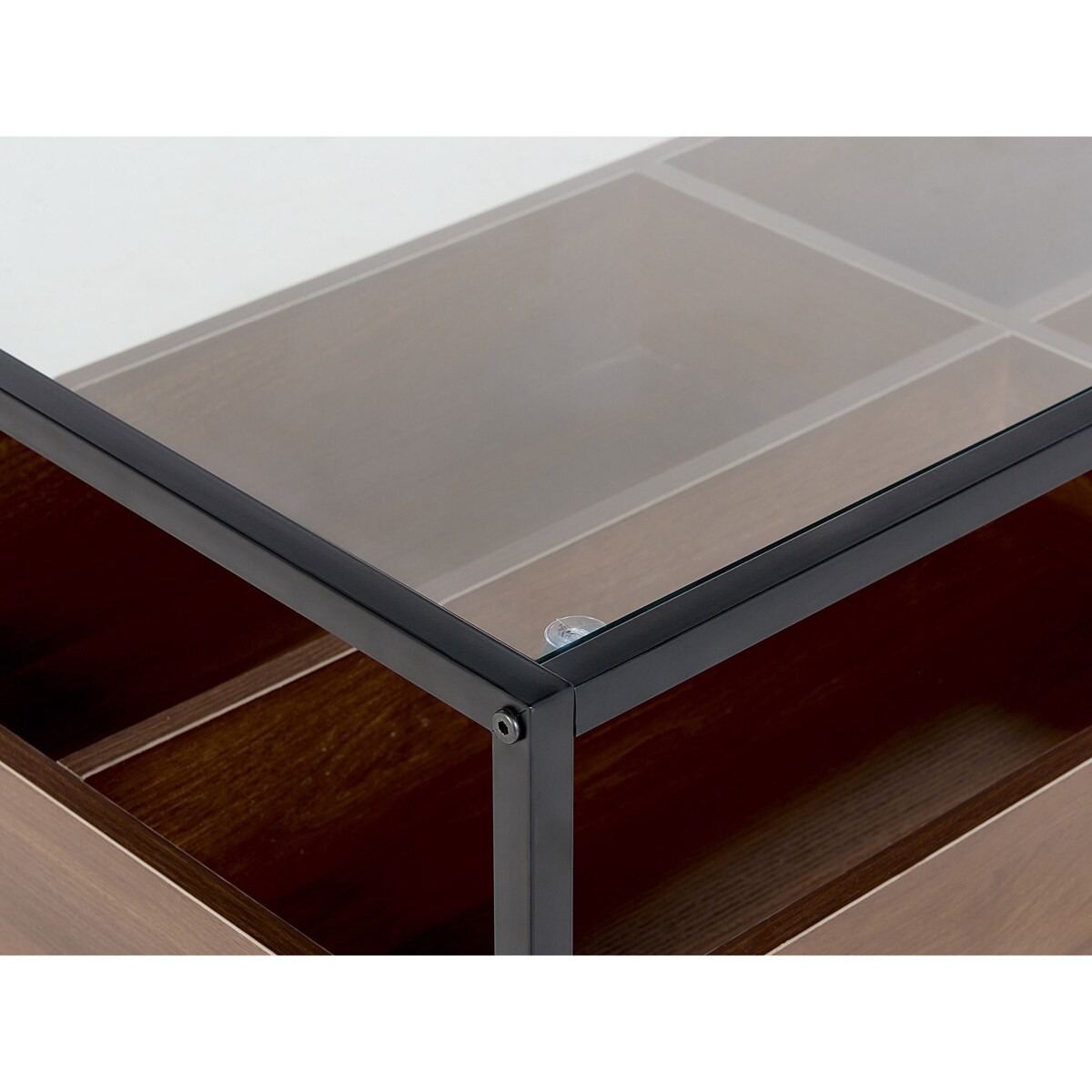 Stolik kawowy WACO Szkło hartowane Czarny ze schowkiem