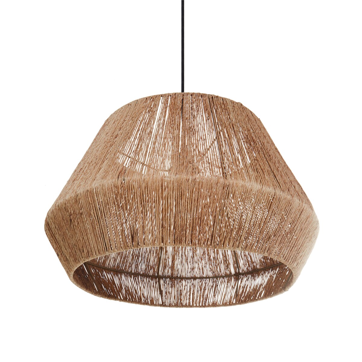 Wisząca lampa sufitowa oświetlenie jutowy klosz czarna