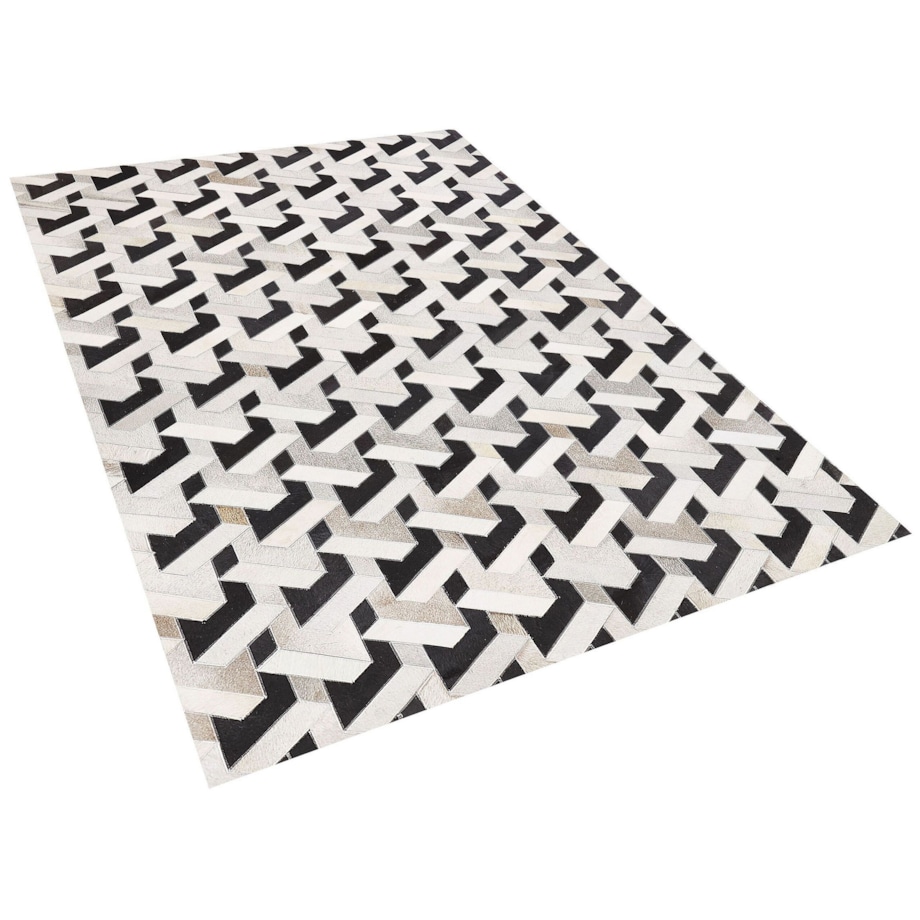 Dywan patchwork skórzany 160 x 230 cm czarno-szary NARMAN