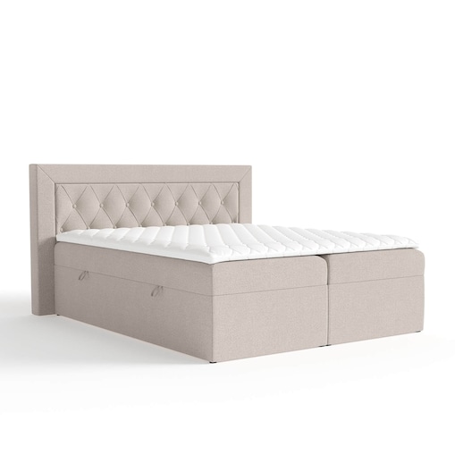 Łóżko kontynentalne ANNABELLE 140x200 z pojemnikiem, Jasny Beż, tkanina Element 17