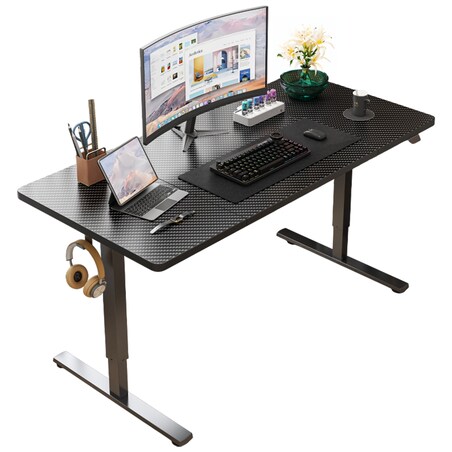 Biurko Elektryczne Podnoszone Czarne 120 cm Regulowane Wysokości 72-118 cm