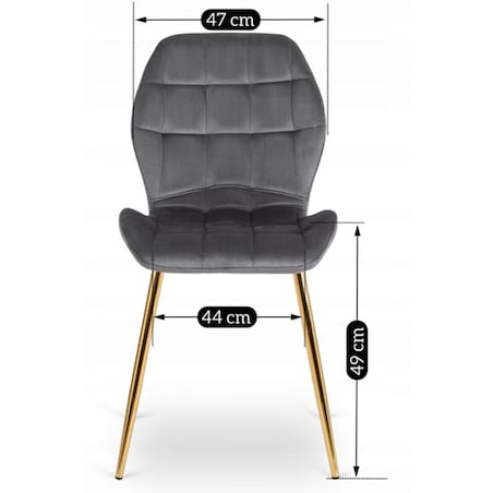 Krzesło Tapicerowane Welurowe Do Salonu Jadalni Kuchenne Szare LUCKY