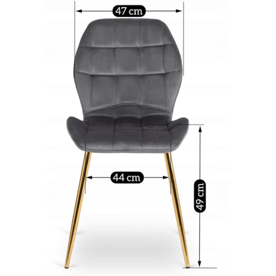 Krzesło Tapicerowane Welurowe Do Salonu Jadalni Kuchenne Szare LUCKY