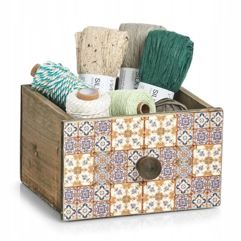Pudełko Ozdobne Szufladka Vintage mozaika 17 x 18 x 11 Organizer na Drobiazgi