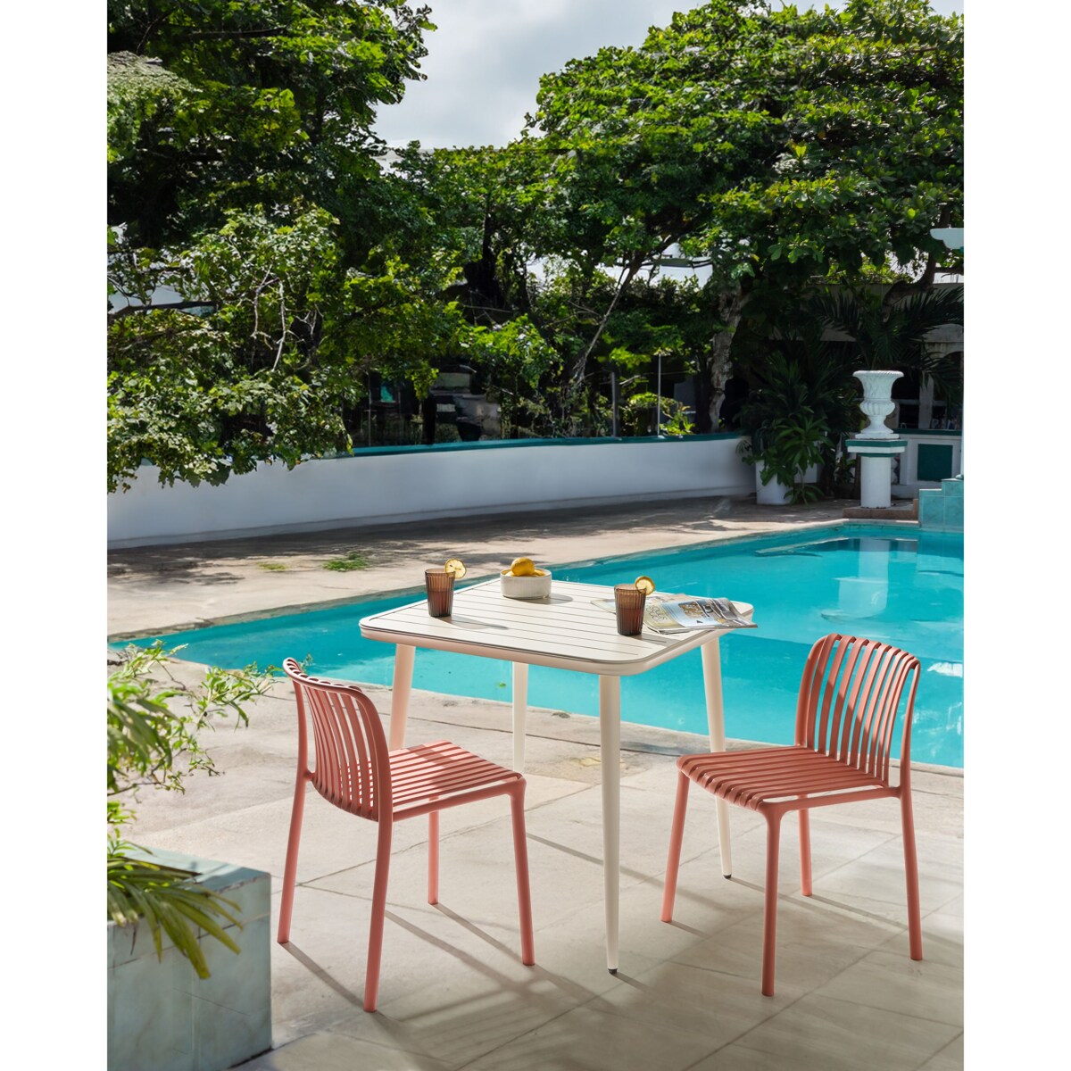 Zestaw 2 krzeseł barowych ARICCIA Materiał syntetyczny Jasnoczerwony