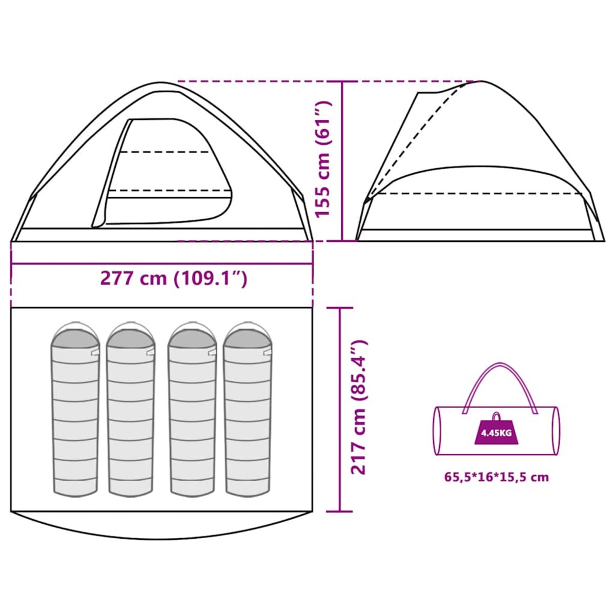 vidaXL Namiot turystyczny, 4-os., kopułowy, oliwkowy, wodoszczelny