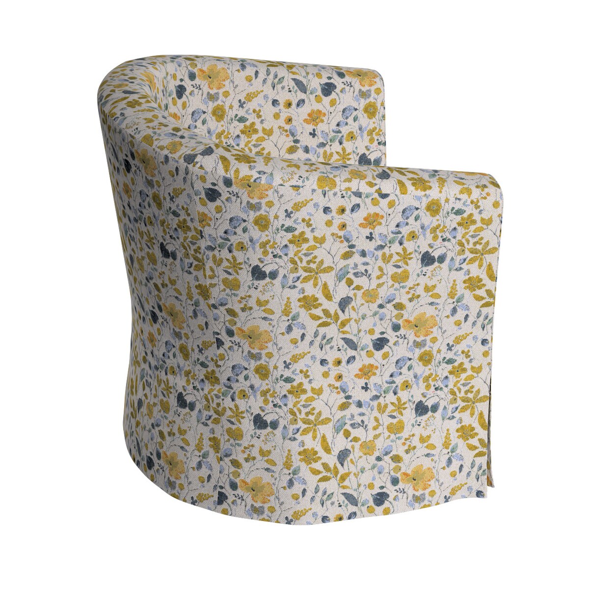 Pokrowiec na fotel Ektorp Tullsta, żółto-niebieskie kwiaty na kremowym tle, 79 x 69 x 78 cm, Cosy Home