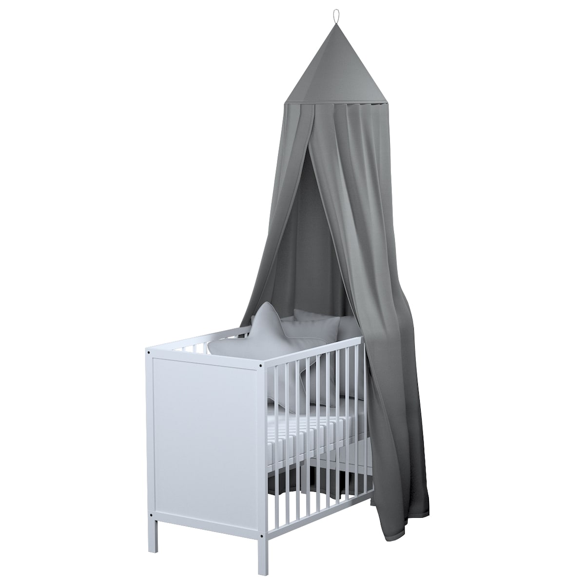 Baldachim do łóżeczka, szary, fi 50cmx230cm, Happiness