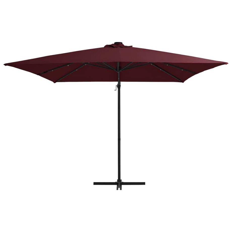 vidaXL Parasol wiszący z LED, bordowy, 250x250 cm