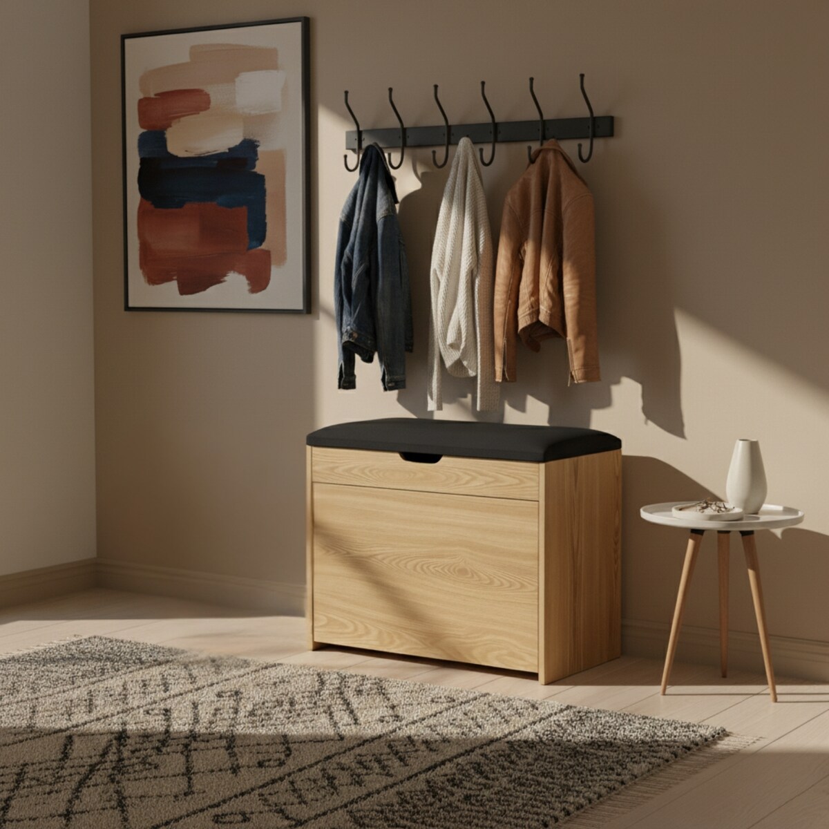 Szafka na buty z siedziskiem i wysuwanymi półkami VAULT, 57 x 30 x 53 cm