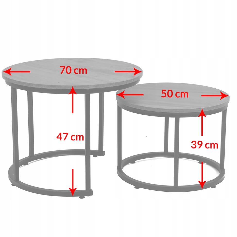 TWIN MAX ZESTAW STOLIKÓW KAWOWYCH fi 70/50 cm 2szt DĄB