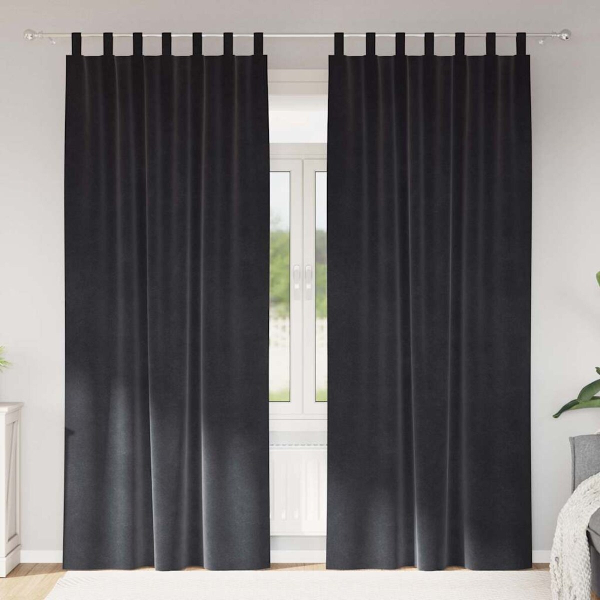 vidaXL Zasłony z zasłonami 2 pcs ciemno szary 140 x 225 cm Aksamit