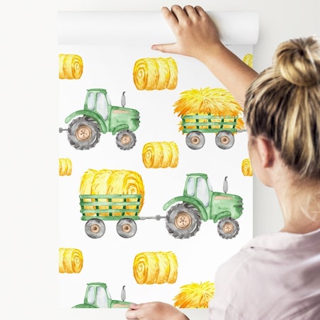 Tapeta Dziecięca TRAKTORY Malowane Akwarelą