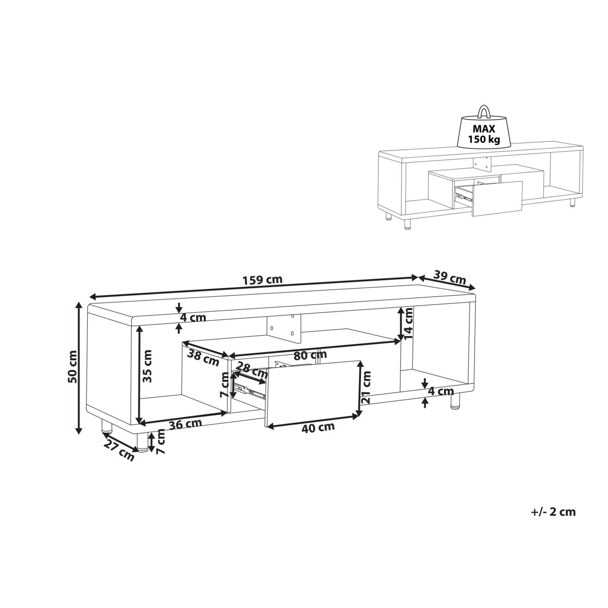 Szafka RTV biała z jasnym drewnem KNOX