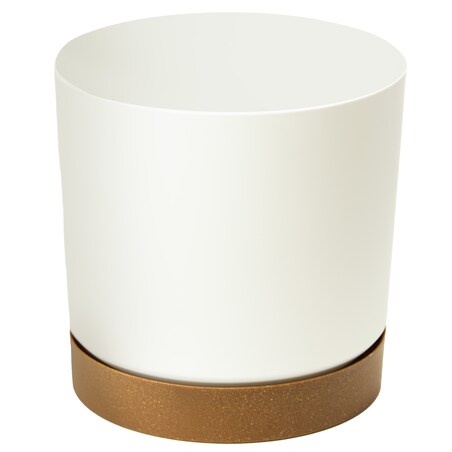 Doniczka Ogrodowa 29,2Cm Z Podstawką Do Domu Donica Plastikowa Gładka Biała