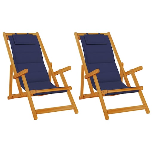 vidaXL Krzesło plażowe z poduszką 2 pcs Brązowy 61.5 x 123 x 82cm
