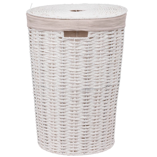 Kosz na pranie okrągły, 40 L, kolor biały, papier