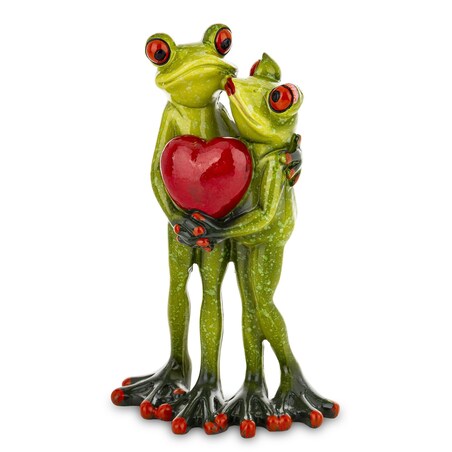 Dekoracja - para zielonych żabek 16x10x5,5 cm RANE z sercem